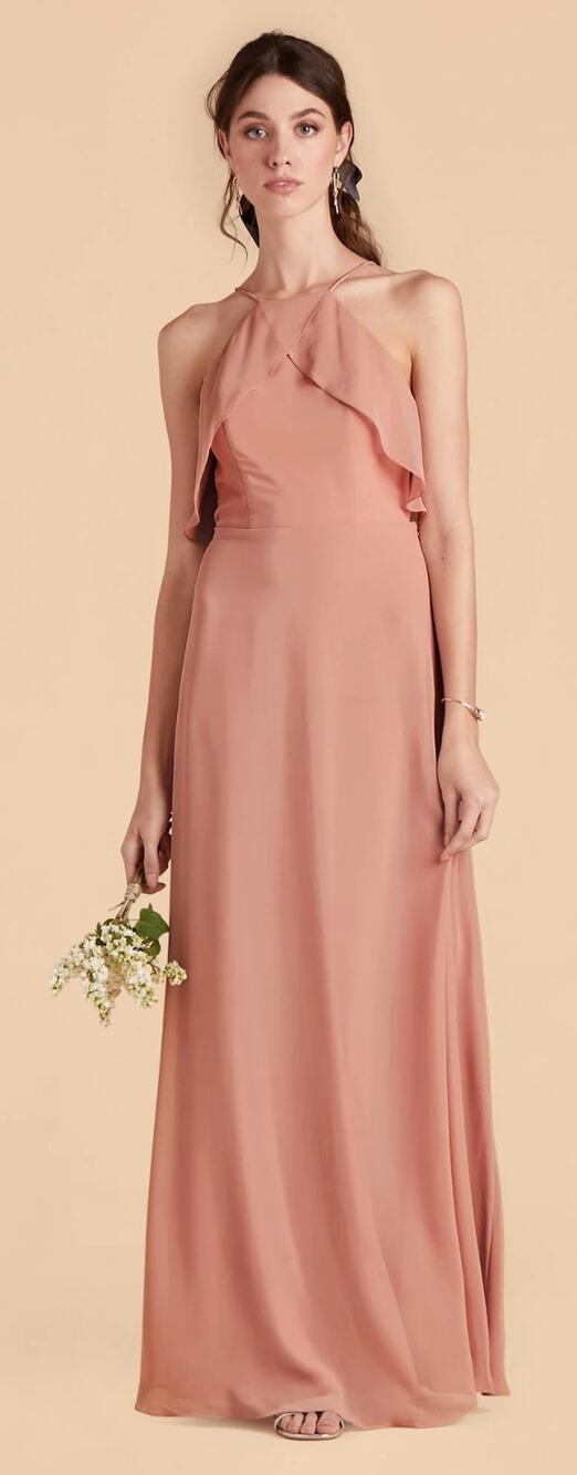 Birdy Grey Jules Dress Chiffon Womens Medium Dusty Rose Quartz Bridesmaid New